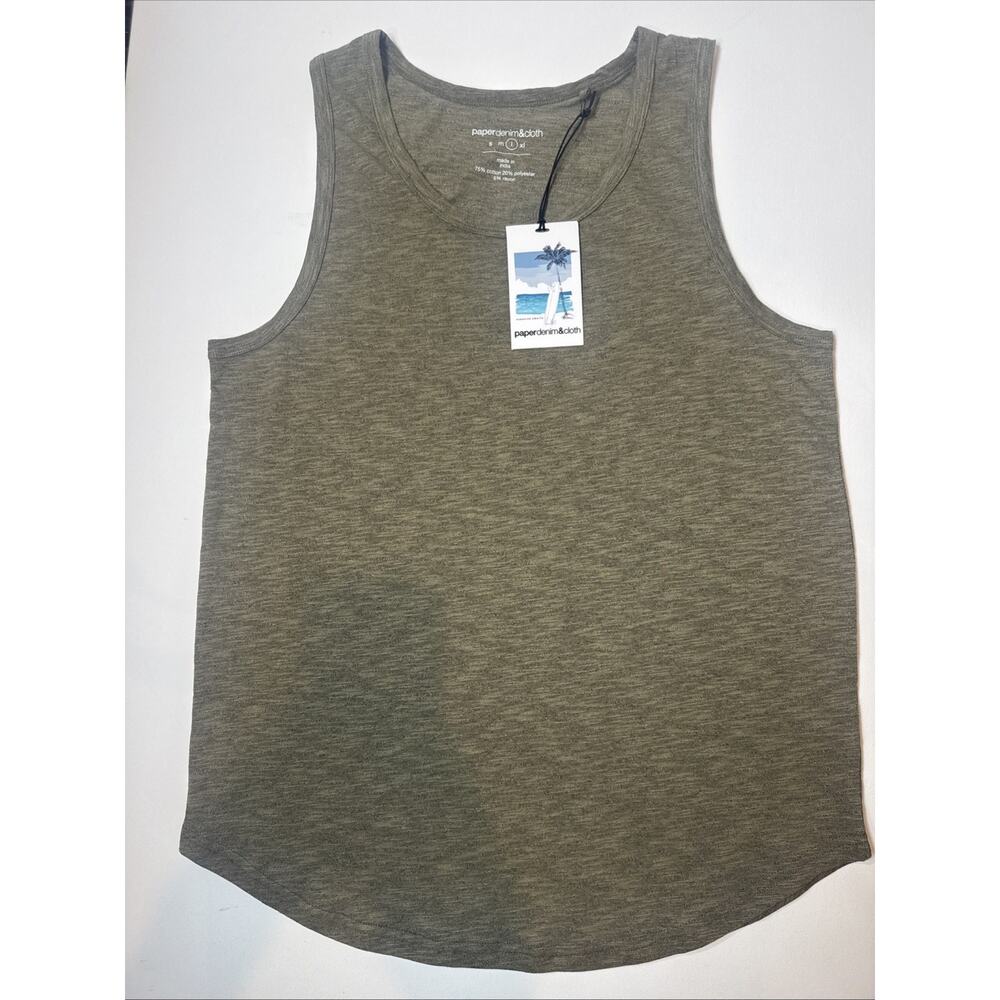 Paper Denim & Cloth Mens Olive Green Tank Top Sleeveless Shirt Size L NWT